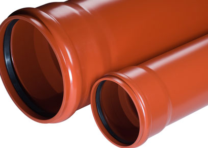 PVC-U smooth compact sewer pipes in accordance with EN 1401-1 with a ring stiffness of SN4 and SN8